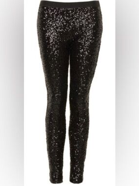 Topshop: Black Sequin Leggings